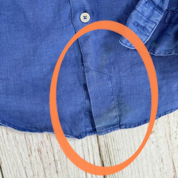 ZARA Button Up Shirt Mens Size M Blue Long Sleeves Minimalist DISCOLORATION - Picture 3 of 9